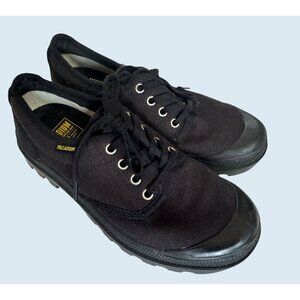 PALLADIUM Pallabrousse Oxford Organic Cotton Canvas Black Shoes Sz 7.5